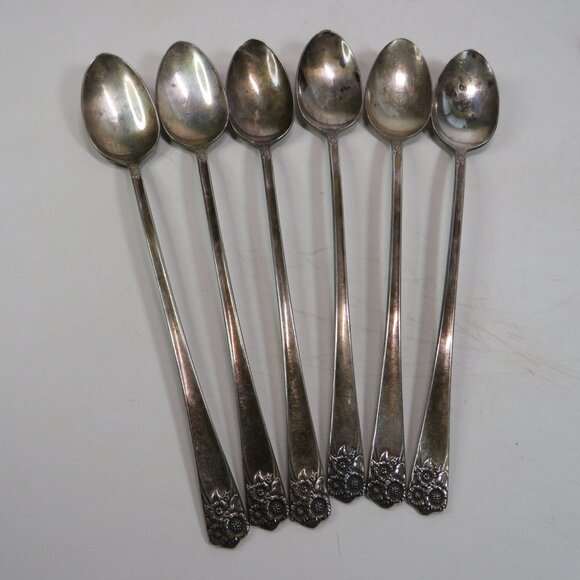 Ice Tea (6) Spoons SPRING CHARM floral WM Rogers & Sons co. 1963 - Picture 2 of 13